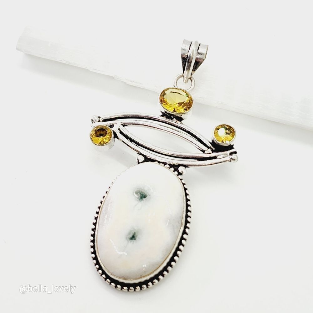 Solar Agate Citrine Ethnic Handmade Pendant Jewelry 3.12"